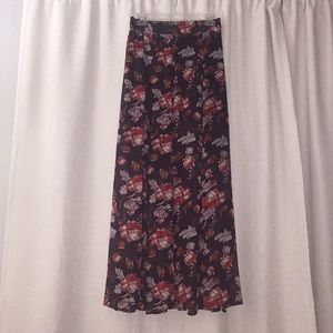 Eggplant purple and floral maxi skirt